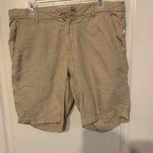 Onia 32 inch waist khaki linen shorts
